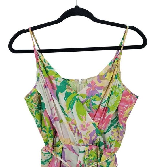 Revolves Yumi Kim Jayne Mini Wrap Dress L White Pink Floral Tie Waist Tropical - Picture 12 of 13